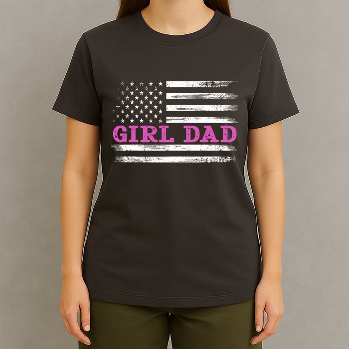Girl Dad Usa Vintage Flag Cute Fathers Day Gift T-Shirt