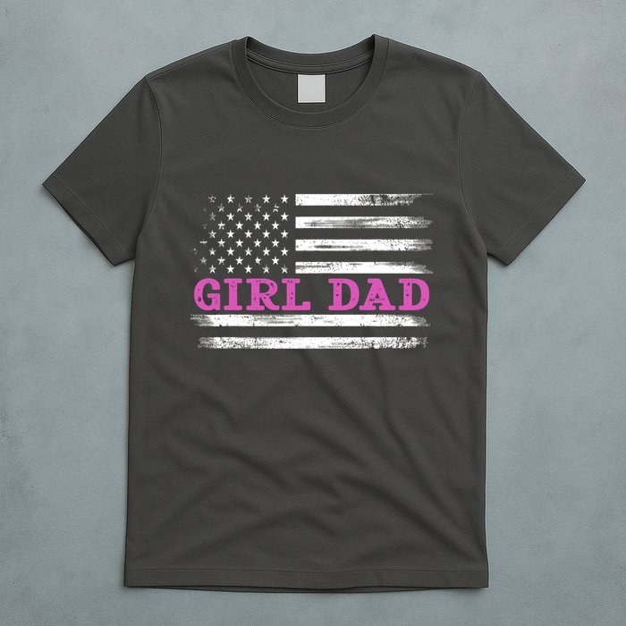 Girl Dad Usa Vintage Flag Cute Fathers Day Gift T-Shirt