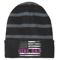 Girl Dad Usa Vintage Flag Cute Fathers Day Gift Striped Beanie with Solid Band