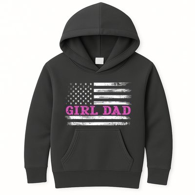 Girl Dad Usa Vintage Flag Cute Fathers Day Gift Kids Hoodie