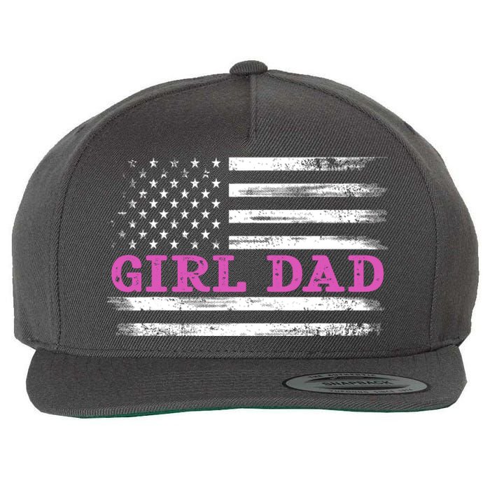 Girl Dad Usa Vintage Flag Cute Fathers Day Gift Wool Snapback Cap