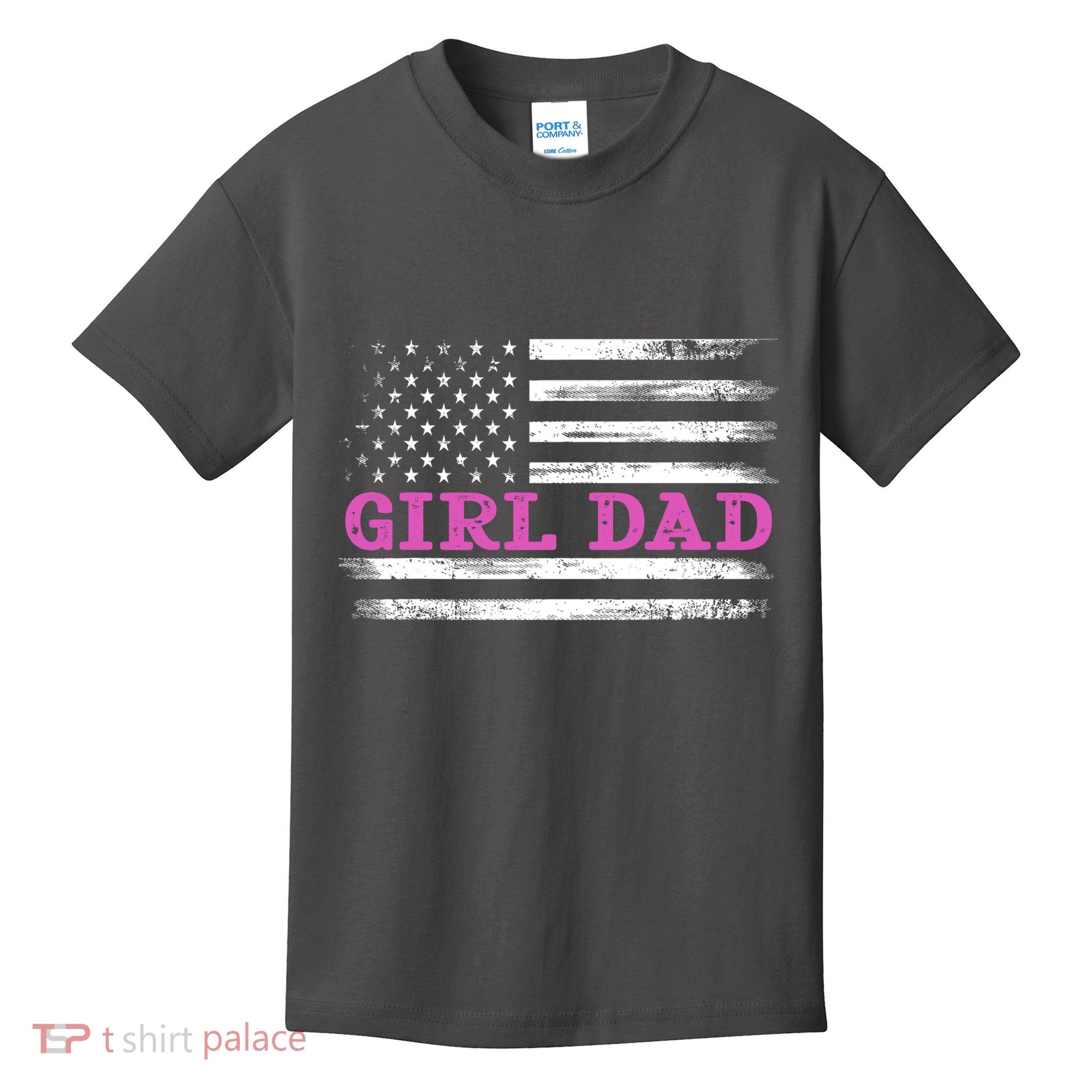Girl Dad Usa Vintage Flag Cute Fathers Day Gift Kids T-Shirt