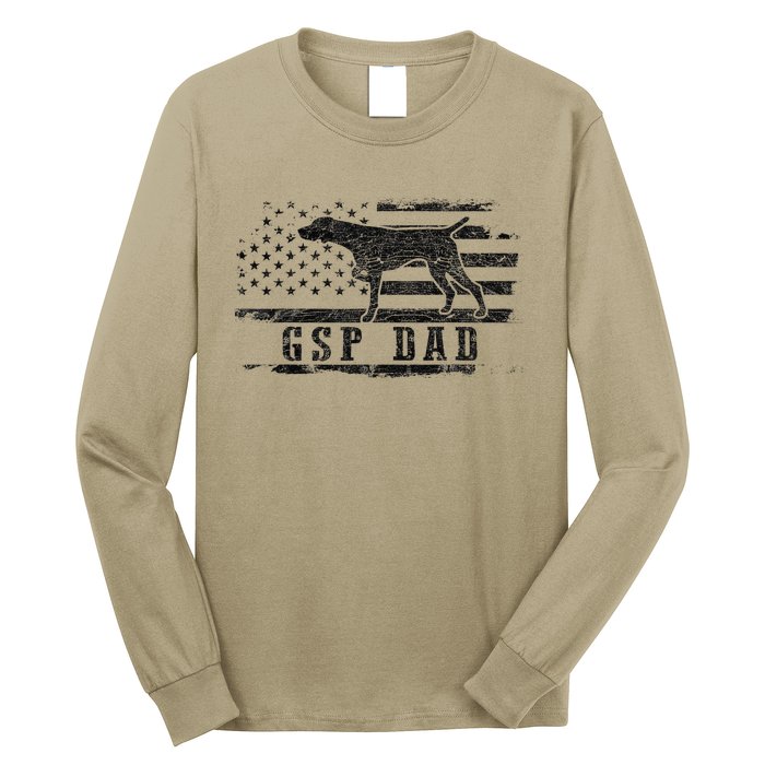 Gsp Dad Usa American Flag German Shorthaired Pointer Dog Long Sleeve Shirt