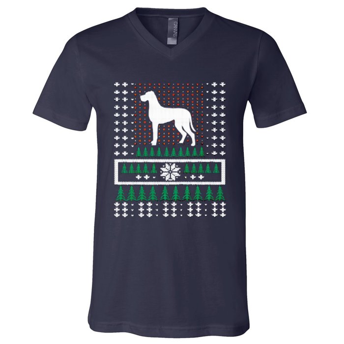 Great Dane Ugly Christmas V-Neck T-Shirt