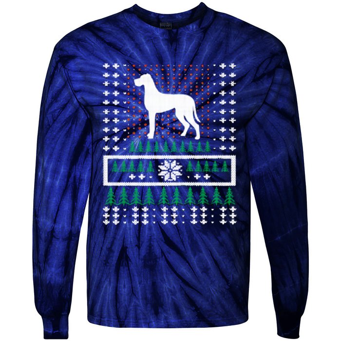 Great Dane Ugly Christmas Tie-Dye Long Sleeve Shirt