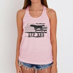 Gsp Dad Usa American Flag German Shorthaired Pointer Dog Women's Knotted Racerback Tank