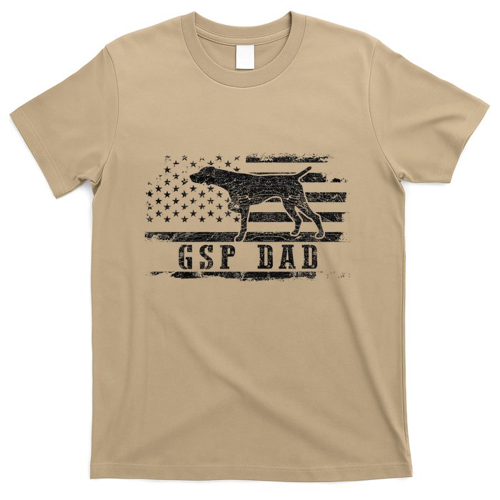Gsp Dad Usa American Flag German Shorthaired Pointer Dog T-Shirt
