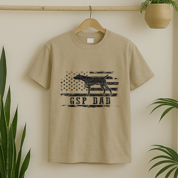 Gsp Dad Usa American Flag German Shorthaired Pointer Dog T-Shirt