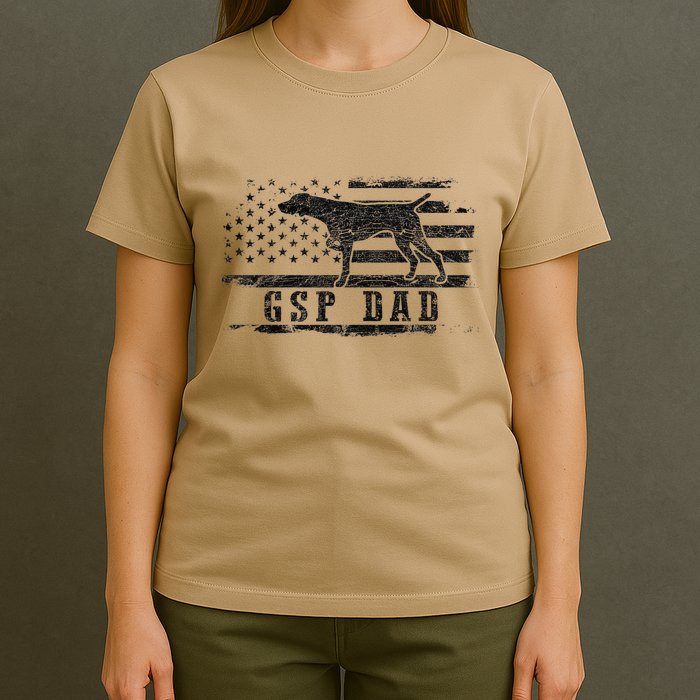 Gsp Dad Usa American Flag German Shorthaired Pointer Dog T-Shirt