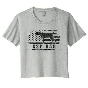 Gsp Dad Usa American Flag German Shorthaired Pointer Dog Women's Crop Top Tee