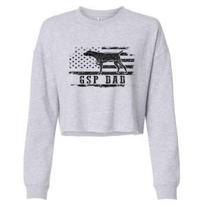 Gsp Dad Usa American Flag German Shorthaired Pointer Dog Cropped Pullover Crew