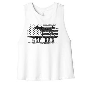 Gsp Dad Usa American Flag German Shorthaired Pointer Dog Women's Racerback Cropped Tank