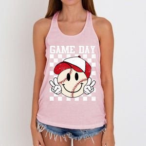 Game Day Vibes Baseball Gift MotherS Baseball Life Gift Women's Knotted Racerback Tank