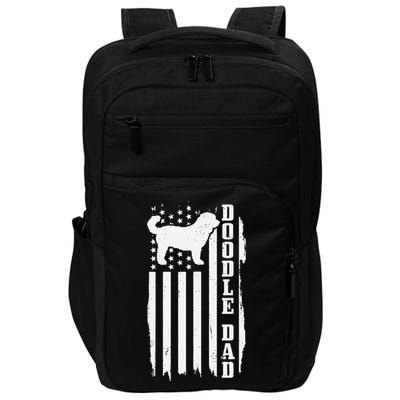 Goldendoodle Dad Vintage American Flag Patriotic Doodle Dog Impact Tech Backpack