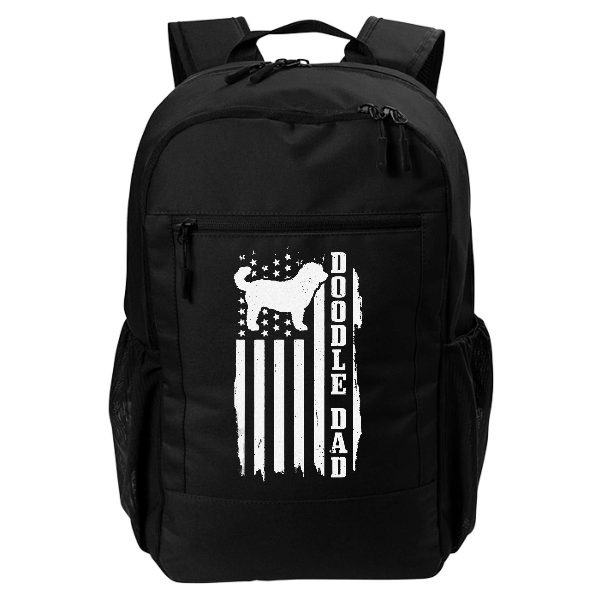 Goldendoodle Dad Vintage American Flag Patriotic Doodle Dog Backpack