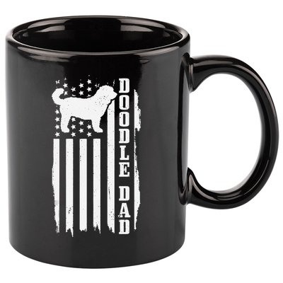 Goldendoodle Dad Vintage American Flag Patriotic Doodle Dog 11oz C Handle Ceramic Mug