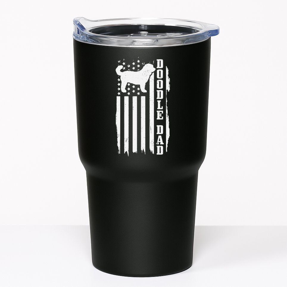 Goldendoodle Dad Vintage American Flag Patriotic Doodle Dog Tumbler