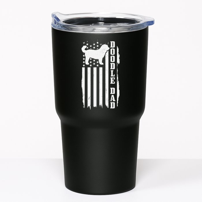 Goldendoodle Dad Vintage American Flag Patriotic Doodle Dog Tumbler