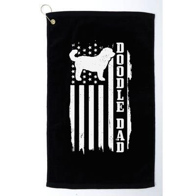 Goldendoodle Dad Vintage American Flag Patriotic Doodle Dog Golf Towel