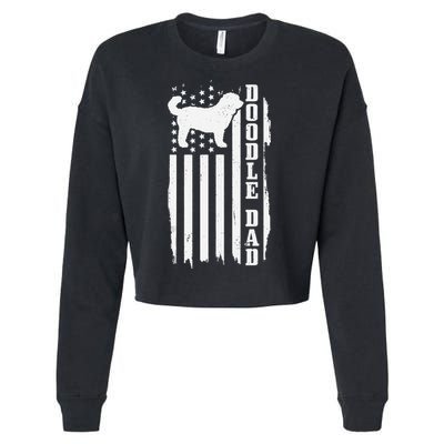 Goldendoodle Dad Vintage American Flag Patriotic Doodle Dog Cropped Pullover Crew