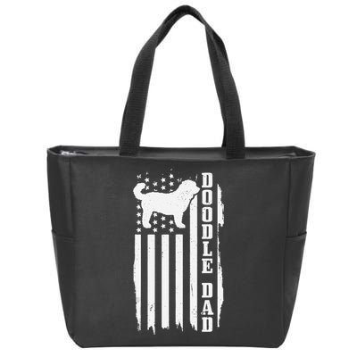 Goldendoodle Dad Vintage American Flag Patriotic Doodle Dog Zip Tote Bag