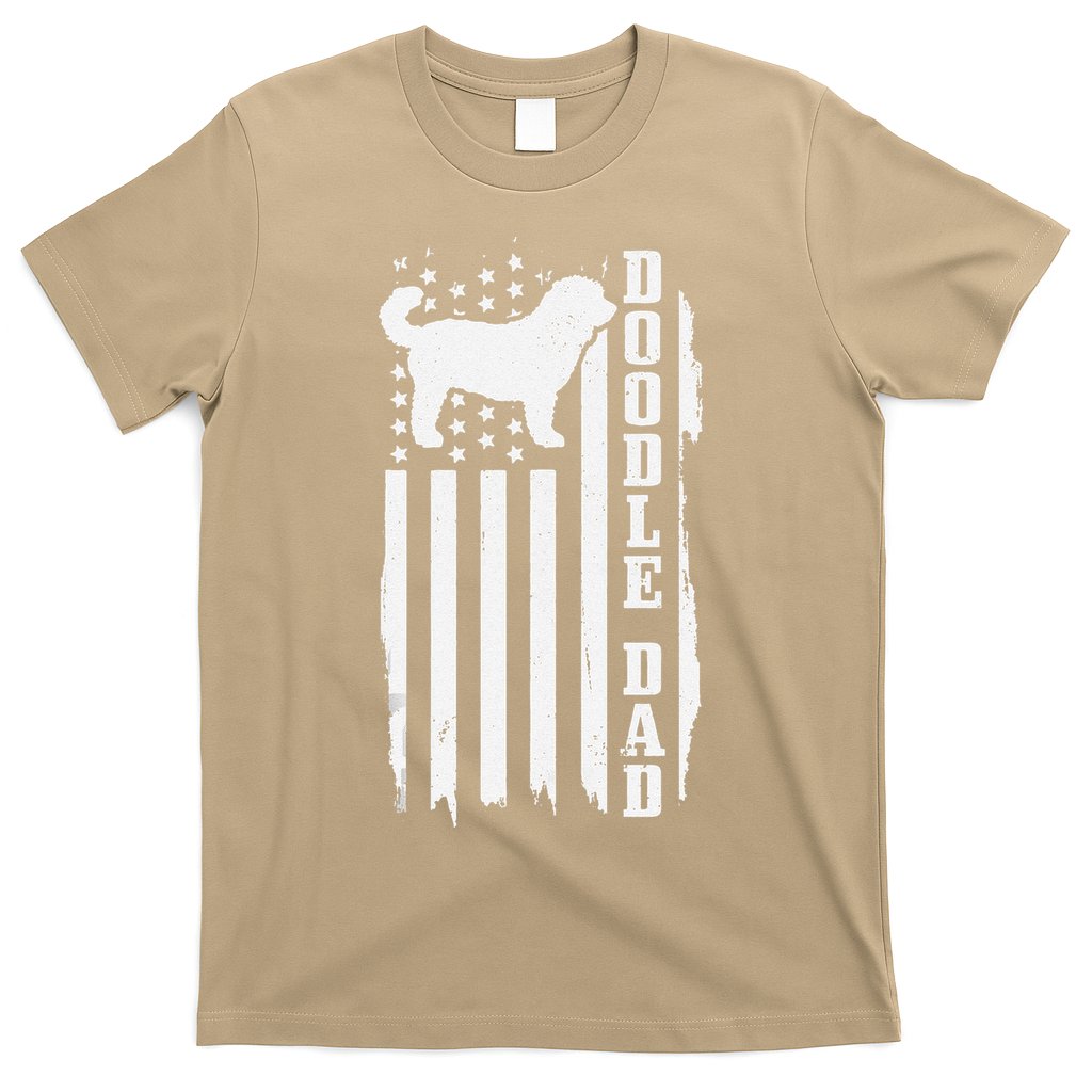 Goldendoodle Dad Vintage American Flag Patriotic Doodle Dog T-Shirt