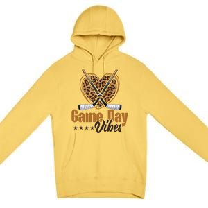 Game Day Vibes Mom Bleached Leopard Heart Hockey Cute Gift Premium Pullover Hoodie