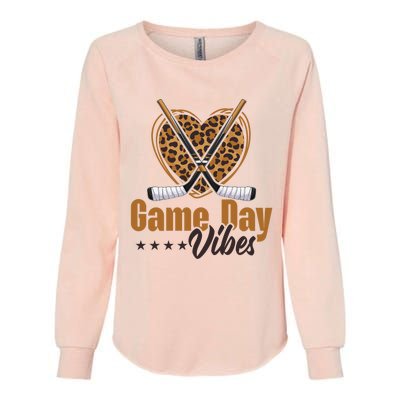 Game Day Vibes Mom Bleached Leopard Heart Hockey Cute Gift Womens California Wash Sweatshirt