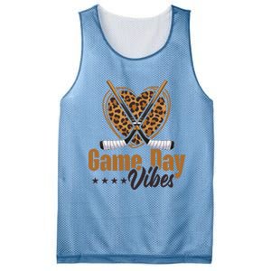 Game Day Vibes Mom Bleached Leopard Heart Hockey Cute Gift Mesh Reversible Basketball Jersey Tank