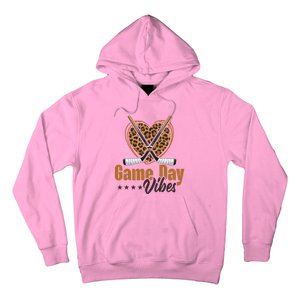 Game Day Vibes Mom Bleached Leopard Heart Hockey Cute Gift Hoodie