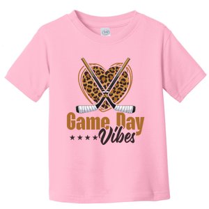 Game Day Vibes Mom Bleached Leopard Heart Hockey Cute Gift Toddler T-Shirt