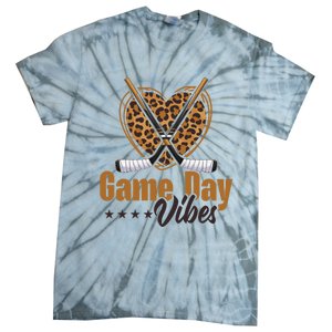 Game Day Vibes Mom Bleached Leopard Heart Hockey Cute Gift Tie-Dye T-Shirt