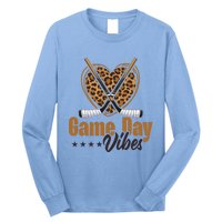 Game Day Vibes Mom Bleached Leopard Heart Hockey Cute Gift Long Sleeve Shirt