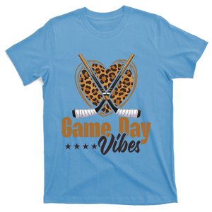 Game Day Vibes Mom Bleached Leopard Heart Hockey Cute Gift T-Shirt