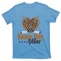 Game Day Vibes Mom Bleached Leopard Heart Hockey Cute Gift T-Shirt