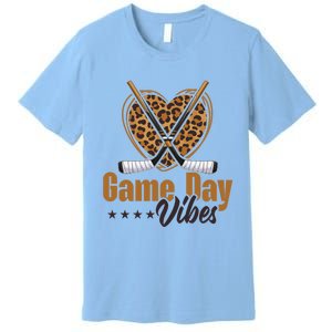 Game Day Vibes Mom Bleached Leopard Heart Hockey Cute Gift Premium T-Shirt