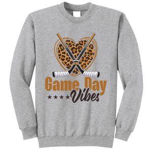 Game Day Vibes Mom Bleached Leopard Heart Hockey Cute Gift Sweatshirt