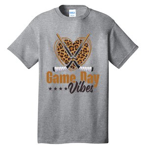 Game Day Vibes Mom Bleached Leopard Heart Hockey Cute Gift Tall T-Shirt