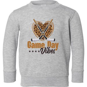 Game Day Vibes Mom Bleached Leopard Heart Hockey Cute Gift Toddler Sweatshirt