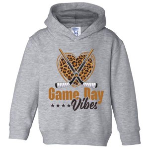 Game Day Vibes Mom Bleached Leopard Heart Hockey Cute Gift Toddler Hoodie