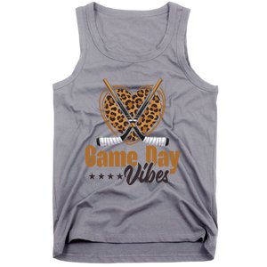 Game Day Vibes Mom Bleached Leopard Heart Hockey Cute Gift Tank Top