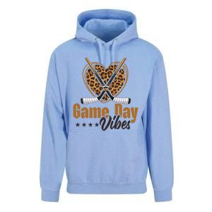 Game Day Vibes Mom Bleached Leopard Heart Hockey Cute Gift Unisex Surf Hoodie