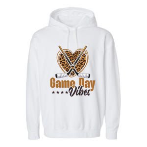 Game Day Vibes Mom Bleached Leopard Heart Hockey Cute Gift Garment-Dyed Fleece Hoodie