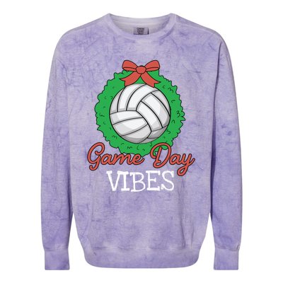 Game Day Vibes Christmas Cool Xgiftmas Pajama Volleyball Player Funny Gift Colorblast Crewneck Sweatshirt