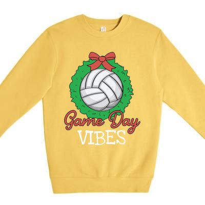 Game Day Vibes Christmas Cool Xgiftmas Pajama Volleyball Player Funny Gift Premium Crewneck Sweatshirt