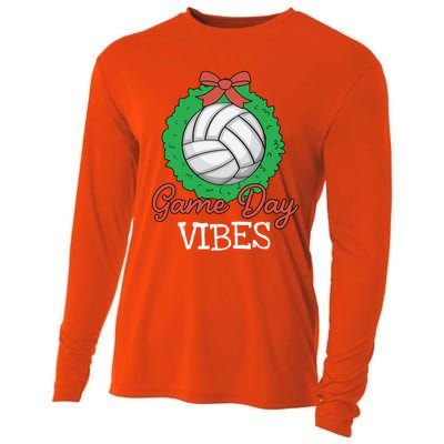 Game Day Vibes Christmas Cool Xgiftmas Pajama Volleyball Player Funny Gift Cooling Performance Long Sleeve Crew