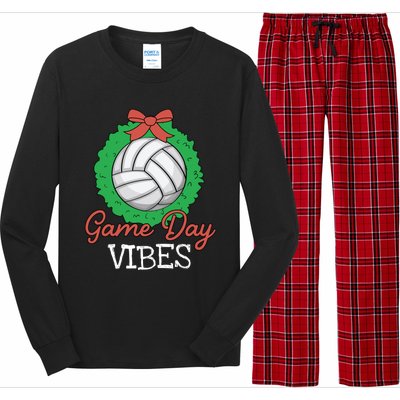 Game Day Vibes Christmas Cool Xgiftmas Pajama Volleyball Player Funny Gift Long Sleeve Pajama Set