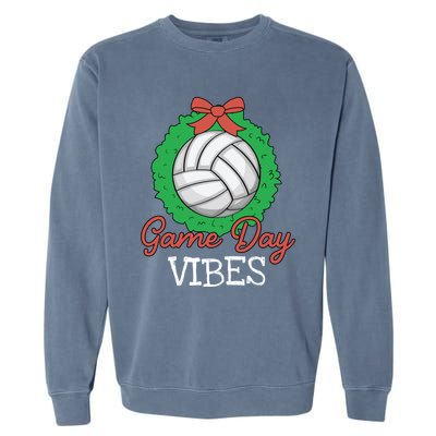 Game Day Vibes Christmas Cool Xgiftmas Pajama Volleyball Player Funny Gift Garment-Dyed Sweatshirt