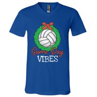 Game Day Vibes Christmas Cool Xgiftmas Pajama Volleyball Player Funny Gift V-Neck T-Shirt