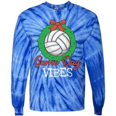 Game Day Vibes Christmas Cool Xgiftmas Pajama Volleyball Player Funny Gift Tie-Dye Long Sleeve Shirt